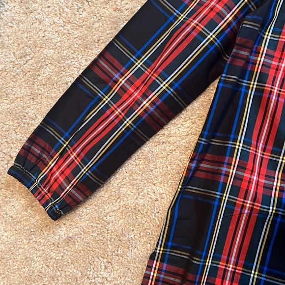 J Crew Velvet Trimmed V Neck Tunic Black red Tartan long sleeve blouse top XS - Picture 4 of 8